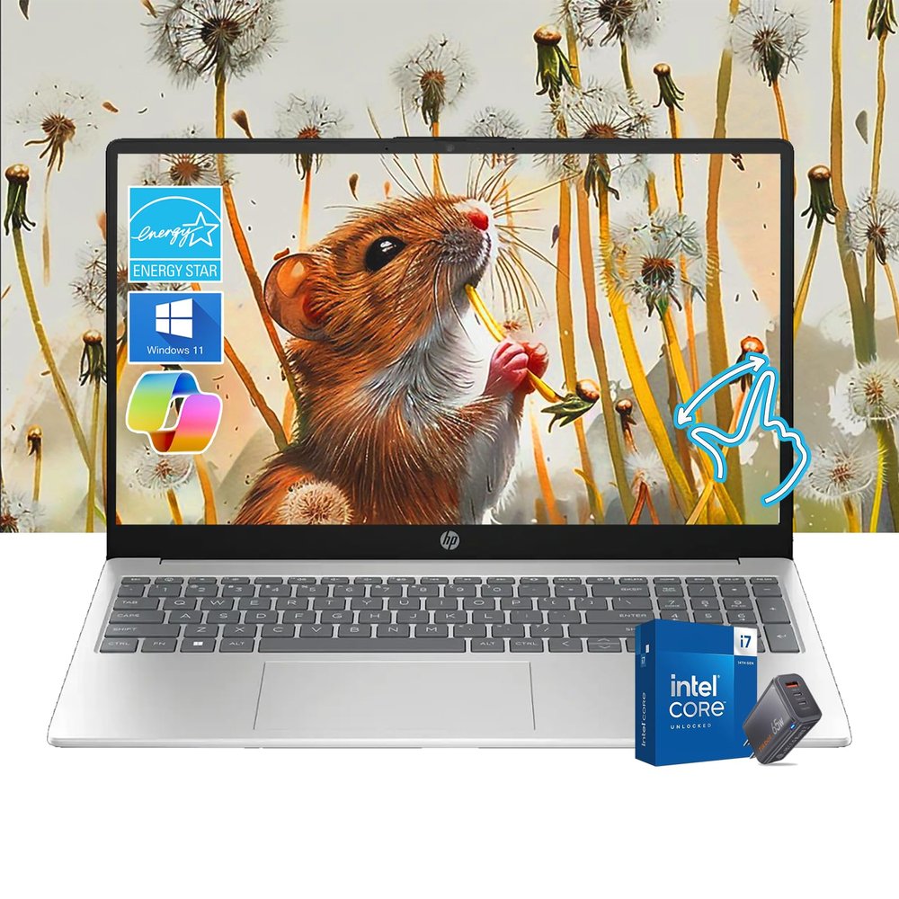 HP Pavilion 15.6" FHD Touchscreen Laptop - 10 Core Intel i7-1255U - Iris Xe Graphics - 16GB RAM - 1TB SSD - Wi-Fi 6 - Windows 11 - College Student School - W/Fast Charger