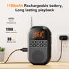 Pocket AM FM Radio:1100mAh Rechargeable Radio Supports Bluetooth, Mini FM AM Receiver with Large Speaker, Stereo Earphone, Sleep Timer, Easy to use for Jogging, Walking Black view 3
