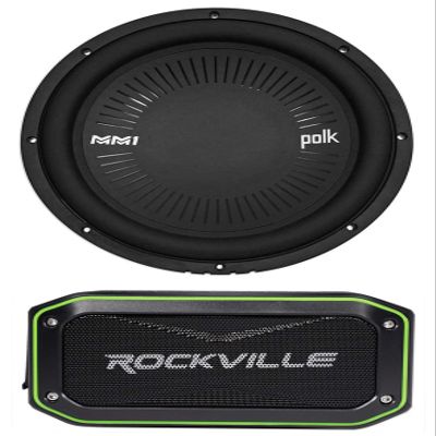 Audiosavings Bundle: MM1242SVC 12 1260 Watt Single 4-Ohm Car/Marine Audio Subwoofer Sub Bundle with Rockville Rock Anywhere Waterproof Portable Bluetooth Speaker+TWS Stereo Linking (2 Items)