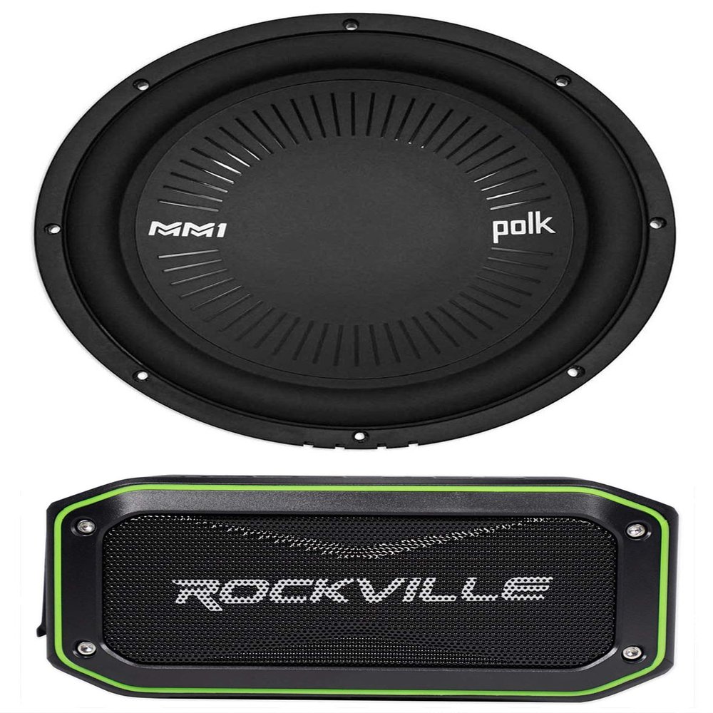Audiosavings Bundle: MM1242SVC 12 1260 Watt Single 4-Ohm Car/Marine Audio Subwoofer Sub Bundle with Rockville Rock Anywhere Waterproof Portable Bluetooth Speaker+TWS Stereo Linking (2 Items)