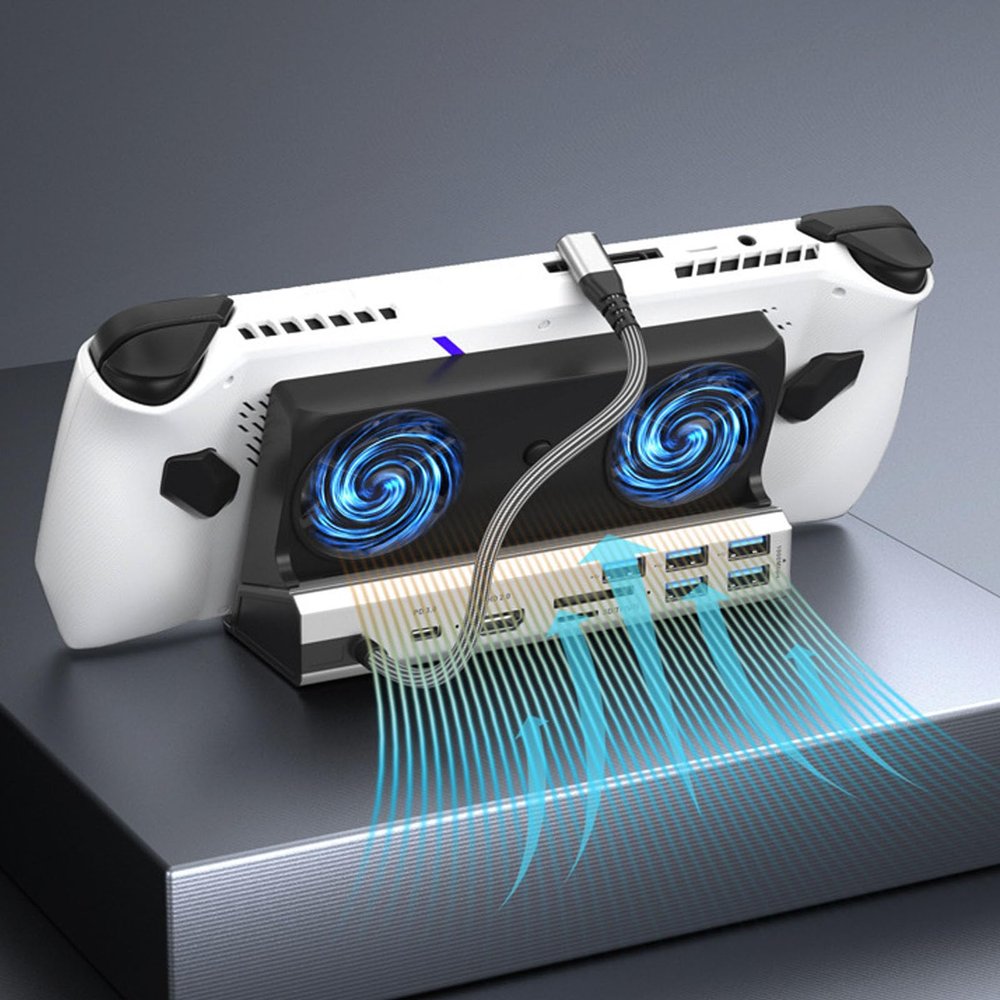Docking Station for Steam Deck/ROG Ally, 10-in-1 Steam Deck Dock, Dual Cooling Fan, 5 USB Ports, PD100W Charging and 1000Mbps Ethernet, HDMI 2.0 4K@60Hz