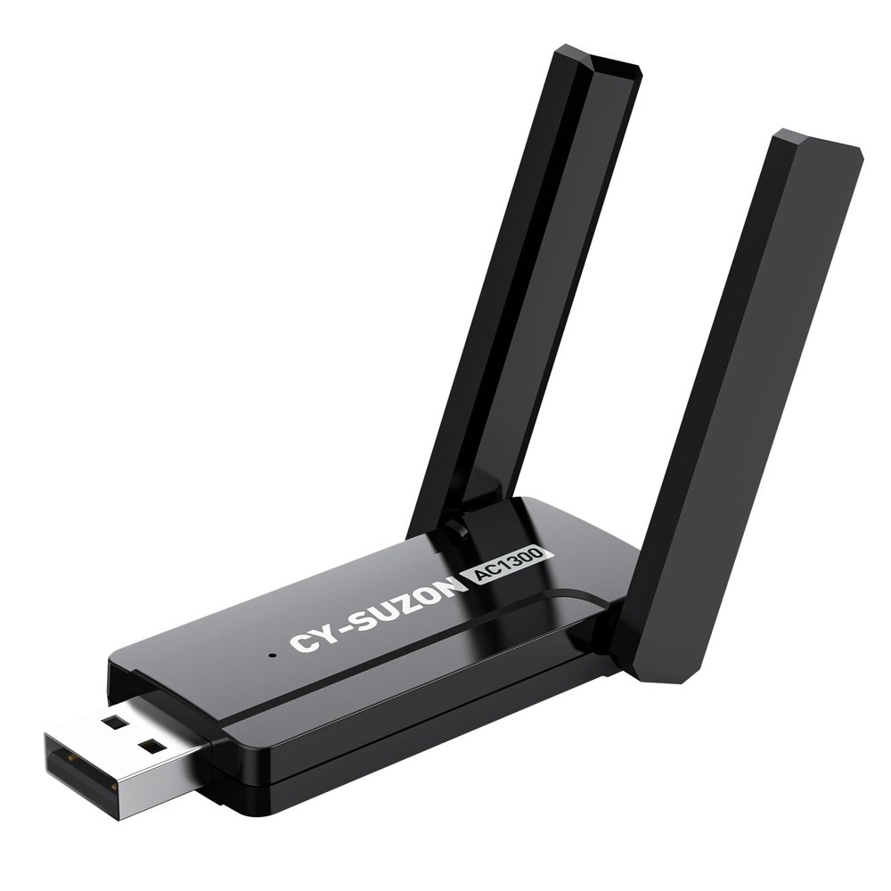 CY-SUZON AC1300 USB 3.0 WiFi Adapter for PC, Wireless Network Adapter for Desktop with 2.4GHz,2High Gain Antenna,Windows11/10/8/7/XP