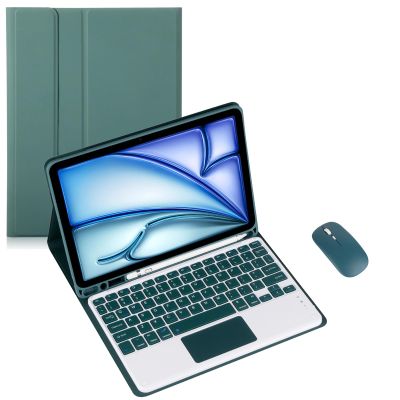 Keyboard Case for Lenovo Xiaoxin Pad Pro/Tab P11 Pro Gen2 2022 TB132FU/TB138FU 11.2inch Tablet Multi-Angle PU Leather Keyboard Cover with Optional Mouse (Green,Touch Pad and Mouse)