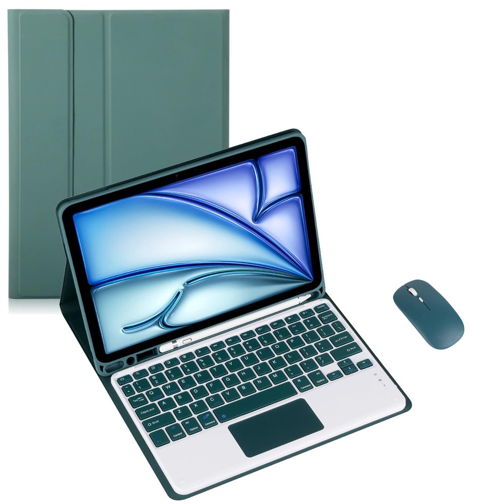 Keyboard Case for Lenovo Xiaoxin Pad Pro/Tab P11 Pro Gen2 2022 TB132FU/TB138FU 11.2inch Tablet Multi-Angle PU Leather Keyboard Cover with Optional Mouse (Green,Touch Pad and Mouse)