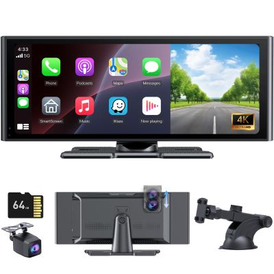 Wonsidary 10.26" CarPlay Screen for Car with 4K DashCam&1080P Backup Camera