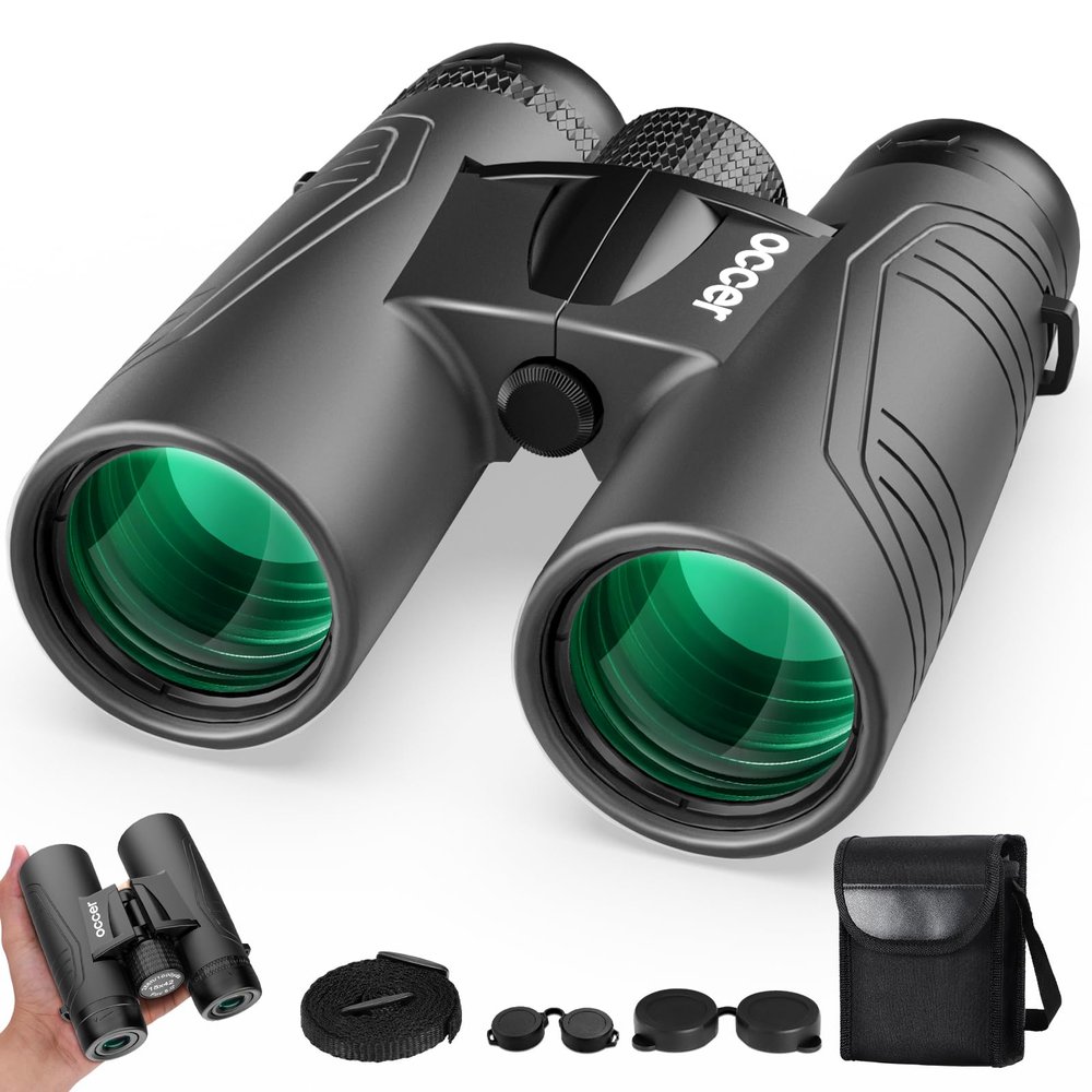 15x42 Binoculars for Adults High Powered - Occer HD Lightweight Travel Hunting Binoculars with Clear Low Light Vision for Bird Watching, Whale Watching, Camping Gifts for Men Women -Black