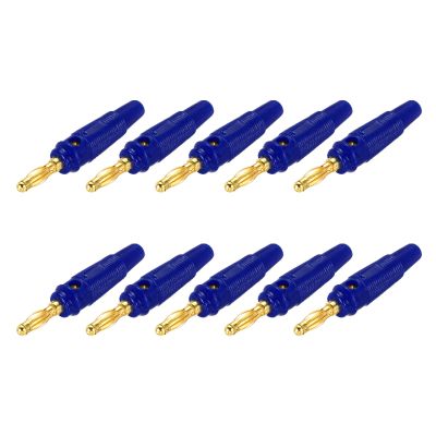 MECCANIXITY 10 Pcs 4mm Banana Plugs, 20A 9.5mm OD 53.8mm Length Speaker Wire Cable Plug Connectors, Banana Jack Connector for Speaker Wire Audio Cable, Blue