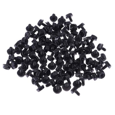 100pcs Toothed Hex 6/32 Computer PC Case Hard Drive Motherboard Mounting Screws For Motherboard PC Case CD-ROM Hard Disk(Black)