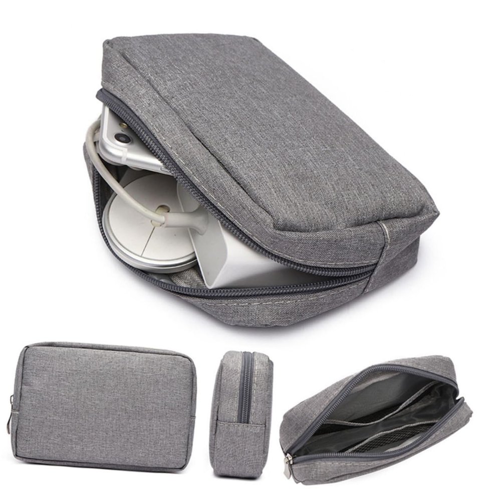 jojofuny Charger Organizer Bag Zipper Pouch for Travel Digital Accessories Storage for Mobile Devices Power Banks and More Small Grey
