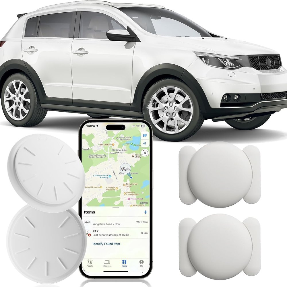 Car GPS Tracking Device for Vehicles,Mini GPS Tracker for Car,Car Tracker with Magnetic Case,No Monthly Fee Real Time Car GPS Tracker Work with Apple Find My(iOS Only) (White,2PCS)