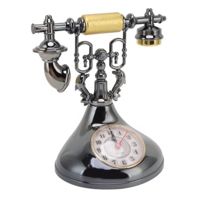 Vintage Telephone Alarm Clock Elegant Accurate Time Bedside Clock Decoration for Home Cafe Office (YF020-1)