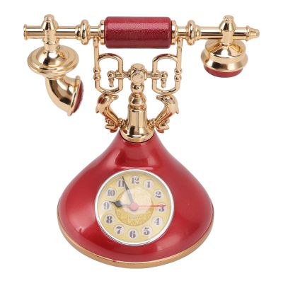 Gonetre Vintage Telephone Alarm Clock Elegant Accurate Time Bedside Clock Decoration for Home Cafe Office (YF020-3)