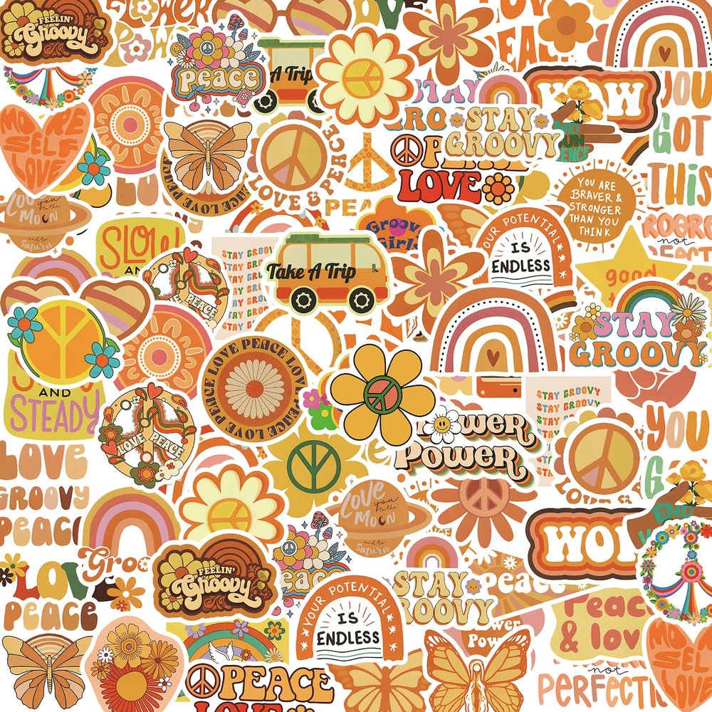 100Pcs Vintage Aesthetic Stickers, Vinyl Waterproof Water Bottle Sticker for Adults Teens Laptop Phone Computer Suitcases Inspirational Boho