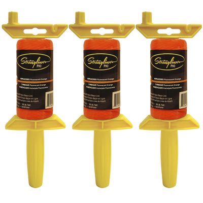 Stringliner 25059 Pro Masons Line Reels  1/8 Lb. Stringliner PRO BRAIDED FL ORANGE 125' (3 Pack)
