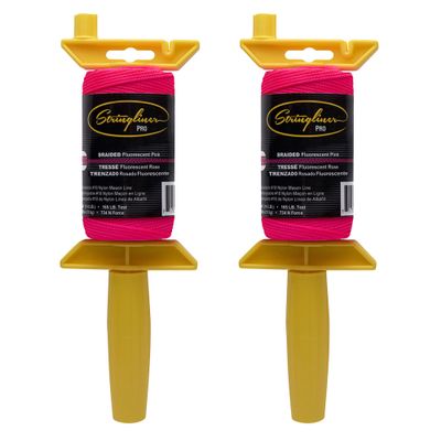 Stringliner 25162 Pro Masons Line Reels  1/4 Lb. 250. Stringliner PRO BRAIDED FL PINK 250'. (2 Pack)