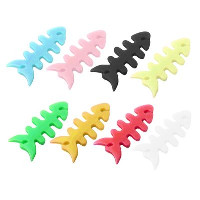 Angoily 200pcs Silicone Fish Bone Cable Organizer Earphone Line Winder for Home Office Cable Storage Random Colors