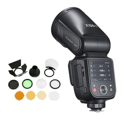 Flashpoint X100 TTL R2 On Camera Li-on Round Head Flash for Fuji with Round Head Flash Accessory Kit