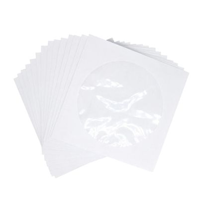 Artibetter 100Pcs Packaging Bags White Paper Cases with Transparent Window Storage Holders for Home Cinema and Video Storage Organization
