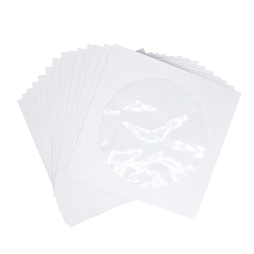 Artibetter 100Pcs Packaging Bags White Paper Cases with Transparent Window Storage Holders for Home Cinema and Video Storage Organization