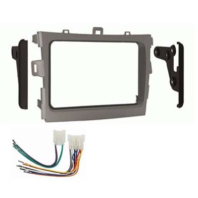 Double DIN Car Stereo Installation Kit (Silver) Compatible with Toyota Corolla 2009, 2010, and 2011 - No Factory Amplifer System