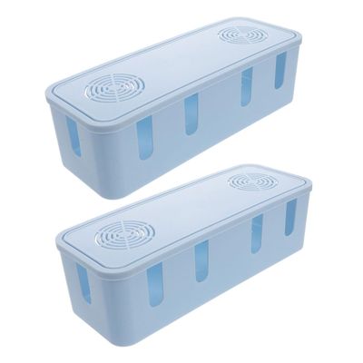 Artibetter 2Pcs Desk Cable Organizer Box High Capacity Cord Management Bin for Power Outlet and Charging Adapters Desktop Cable Holder for Tidy and Efficient Wire Storage