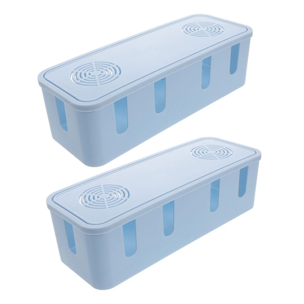 Artibetter 2Pcs Desk Cable Organizer Box High Capacity Cord Management Bin for Power Outlet and Charging Adapters Desktop Cable Holder for Tidy and Efficient Wire Storage