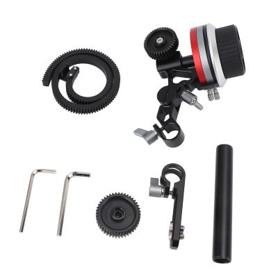 Follow Focus Gear, Metal Follow Focus with A or B Stops, Lens Gear, 15mm Rod and Rod Clamp, for DSLR and Mirrorless Cameras, Compatible with Lens Diameter Up to 114mm