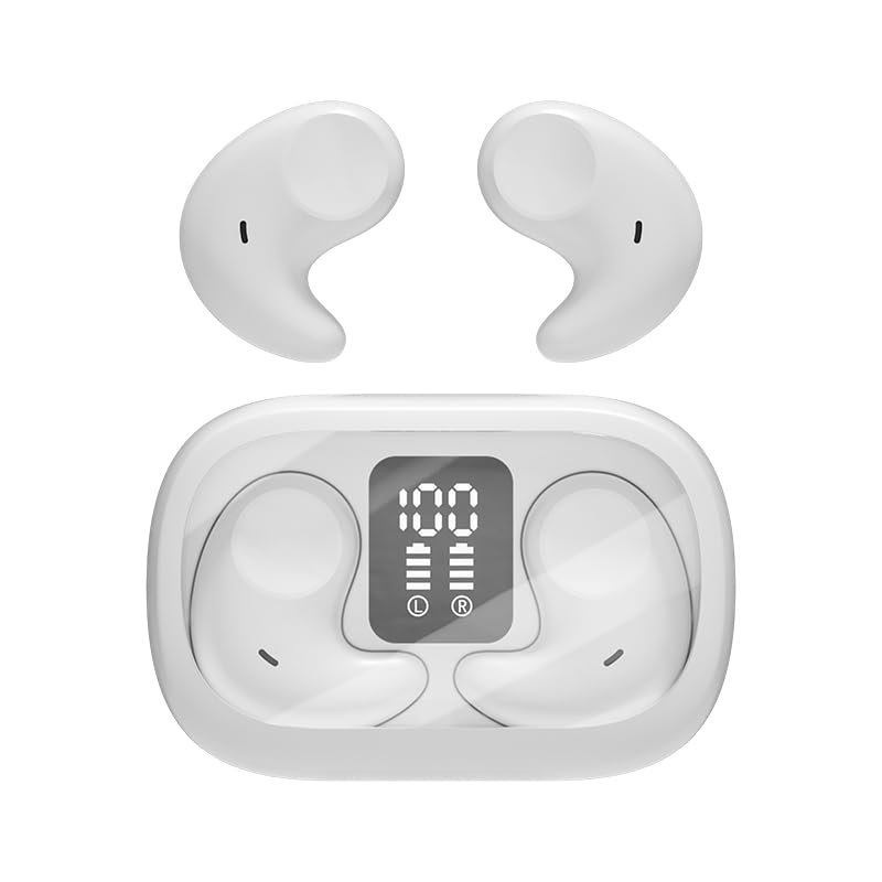 Piluyaa Sleep Earbuds Bluetooth in Ear Light-Weight Headphones, Mini Invisible Earplugs Small Design for Side Sleepers, 58H Playtime with Charging Case, Clear Calls& Noise Block, White