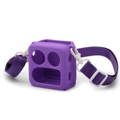 Case for Yoto Mini 2024, Card Reader Silicone Protective Cover, Kids Audio Storytelling Machine Storage Cover with Shoulder Strap (Purple)