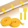 48 Pcs Self Adhesive Cable Management Ties with 2 Rolls Adjustable Cable Straps, Hook and Loop Wire Management Ties for Under Desk, Cord Organizer Clips for Desk, Home Office Essentials (Yellow) view 1