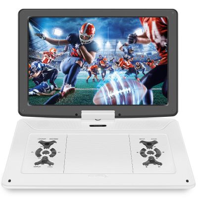 BOKYOK 17.9" Portable DVD Player with 15.6 Large HD Screen, 6Hrs Play, DVD Player Portable with Dual Speaker, Last Memory, Support SYNC TV/USB/SD Card, Play All Discs Format Except Blu-ray, White