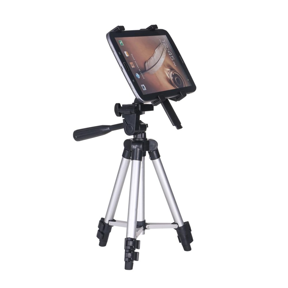 Angoily Adjustable Rotating Tripod Tablet Stand Mount Holder for Tablets Portable Multi Angle Adjustable Design Silver Finish