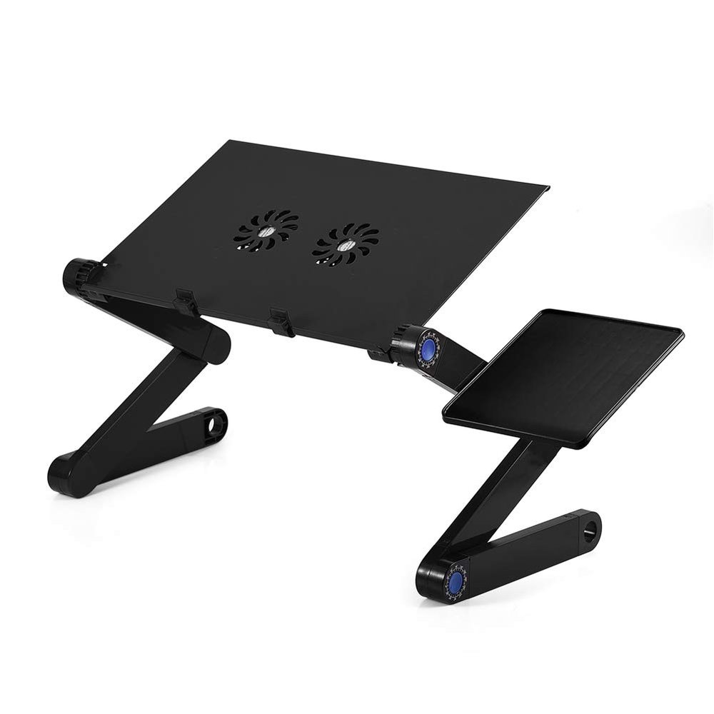 ACAGALA 360 Foldable Laptop Desk Table Stand Holder w Cooling Fan Mouse BOAD (Black)