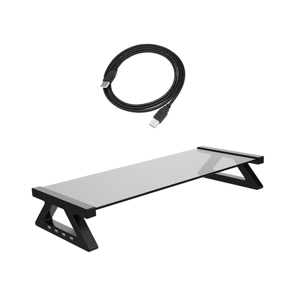 Angoily 1Set Screen Riser Stand for Dual Slot Tempered Desktop Organizer with Port for Office Desk Home Use and Enhanced Cooling Support