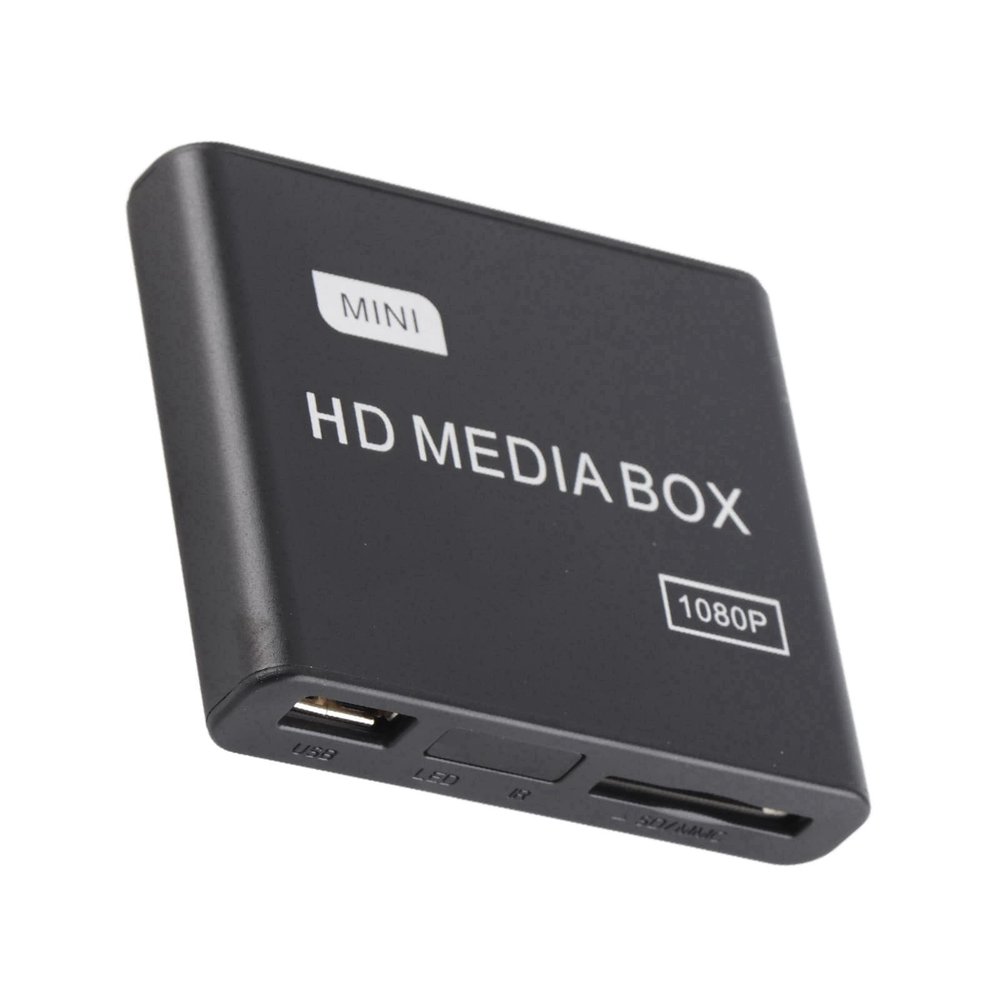 Mini Box Full HD Media Player 1080P Support USB MMC RMVB MP3 AVI MKV Black (US Plug)