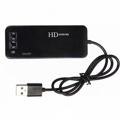 3 Port USB2.0 Hub with External 7.1 Channel USB Sound Card Headset Microphone Adapter USB Hub 2.0 for PC Laptop Computer