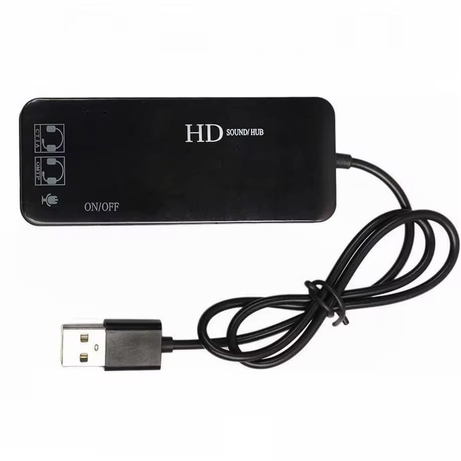 3 Port USB2.0 Hub with External 7.1 Channel USB Sound Card Headset Microphone Adapter USB Hub 2.0 for PC Laptop Computer