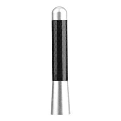 3 Carbon Fiber Screw Radio Short Antenna Aerial Universal Car Modification Car Replacement Antenna Easy Installation (Silver)