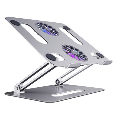 Aluminum Laptop Cooling Stand Ergonomic Laptop Riser with Fan Portable Laptop Holder Compatible with Laptops and Tablets Under 17.3"