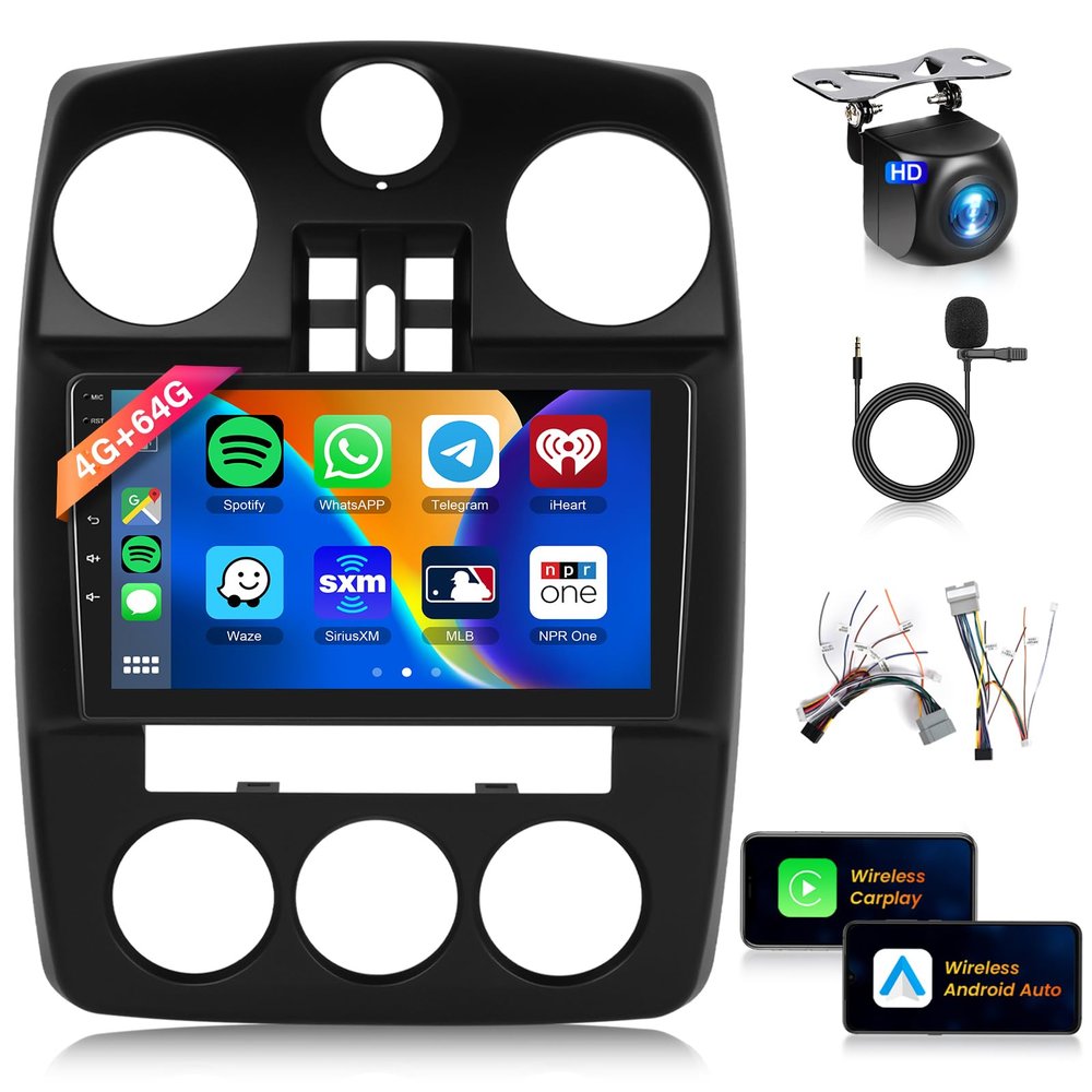 4+64G for Chrysler PT Cruiser 2005-2010 Android Car Radio Stereo,Wireless CarPlay Android Auto,9 inch IPS Touchscreen Car Stereo Bluetooth5.0, GPS, WiFi, SWC,59UI,32EQ AI DSP + HD Backup Camera