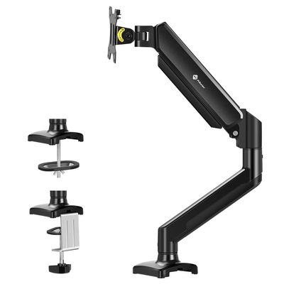 AILUNER Single Arm Monitor Desk Mount for 13-32 inch Screen, Tilt, Swivel, Rotation, Ergonomic Gas Spring Monitor Stand with Cable Management, VESA 75/100mm