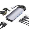 10-in-1 USB C Hub Docking Station with Hidden Cable & Finger Ring Design, 4K HDMI/VGA Dual Display, Gigabit Ethernet, SD Card Reader - Portable Laptop Dock for MacBook/Dell/HP view 1