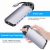 10-in-1 USB C Hub Docking Station with Hidden Cable & Finger Ring Design, 4K HDMI/VGA Dual Display, Gigabit Ethernet, SD Card Reader - Portable Laptop Dock for MacBook/Dell/HP view 3