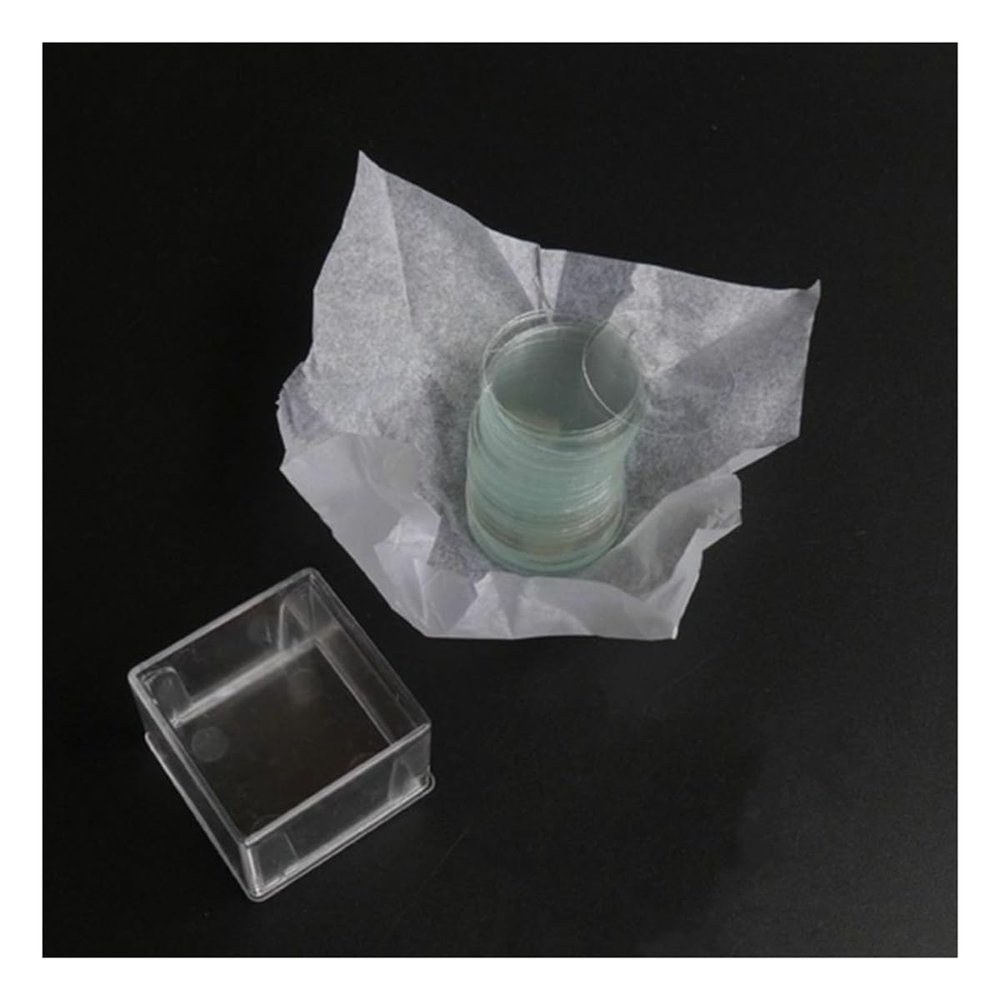 JOEBO Microscope Kit 100pcs Large Circular Coverslip Slides Transparent Cover Slide Slips Round Blank Slides Optical Instrument Microscope Lens Adapters(Dia. 18mm)