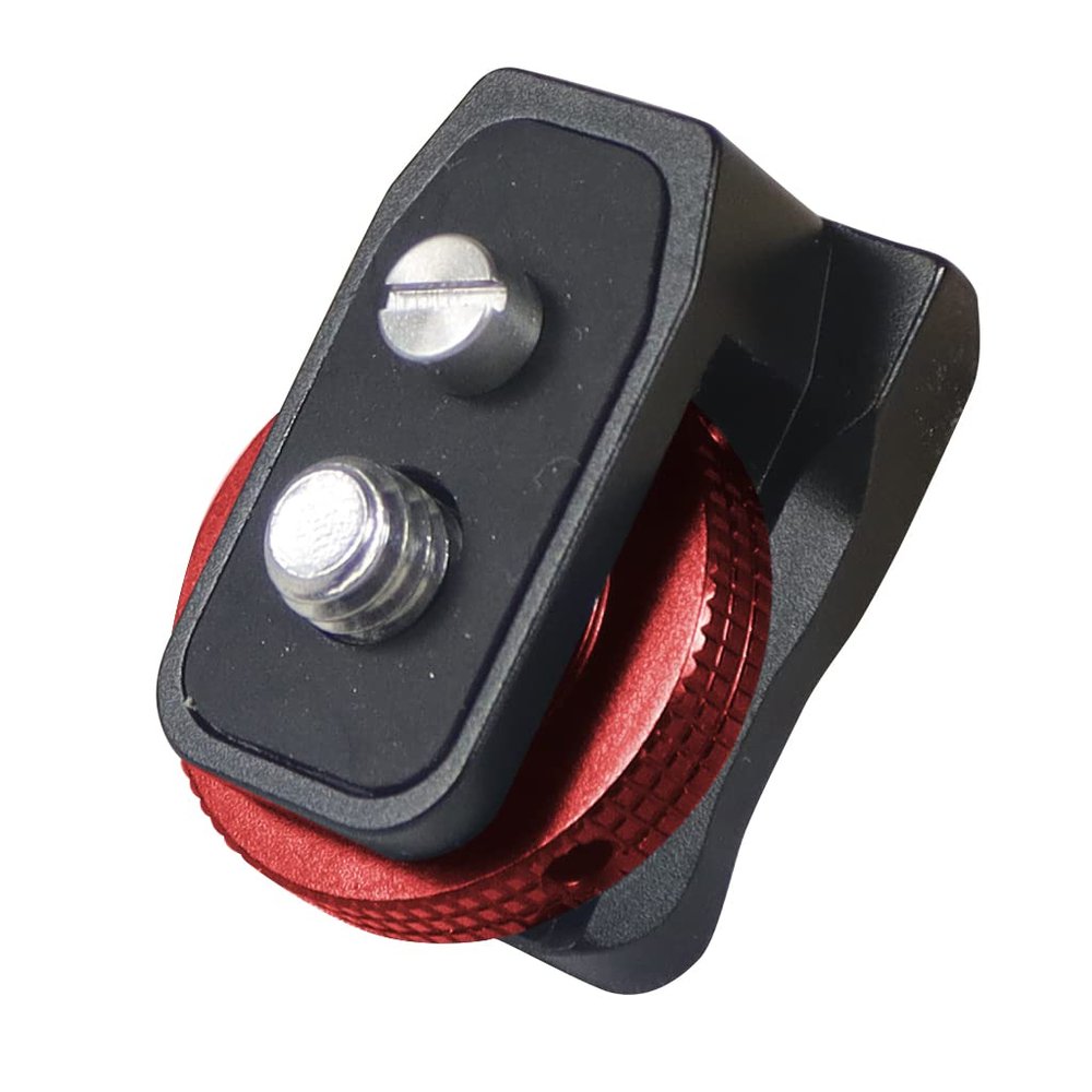NovelGoal Cold Shoe Mount with 1/4" Screws & Anti-Reversal Positioning Pin, Quick Release Adapter for SLR A7C/XT4 Camera (1,with Disk Mounting Red)