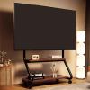 EKDJSN Mobile TV Stand, Mobile TV Cart on Wheels, Height Adjustable Rolling TV Stand, Bedroom Living Room TV Cart, TV Floor Stand with AV Shelf, TV Mount Holds up to 50kg(Black,32-75'') view 1