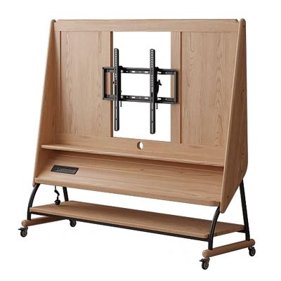 EKDJSN Mobile TV Stand, Rolling TV Cart for 26-50 Inch Screens, Tilting Mount, Wood Rolling TV Stand, Height Adjustable TV Floor Stand with Wheels, TV Mount with Open Storage(Natural)
