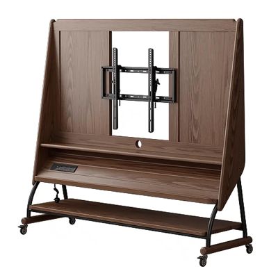 EKDJSN Mobile TV Stand, Rolling TV Cart for 26-50 Inch Screens, Tilting Mount, Wood Rolling TV Stand, Height Adjustable TV Floor Stand with Wheels, TV Mount with Open Storage(Brown)
