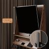 EKDJSN Mobile TV Stand, Rolling TV Cart for 26-50 Inch Screens, Tilting Mount, Wood Rolling TV Stand, Height Adjustable TV Floor Stand with Wheels, TV Mount with Open Storage(Brown) view 4
