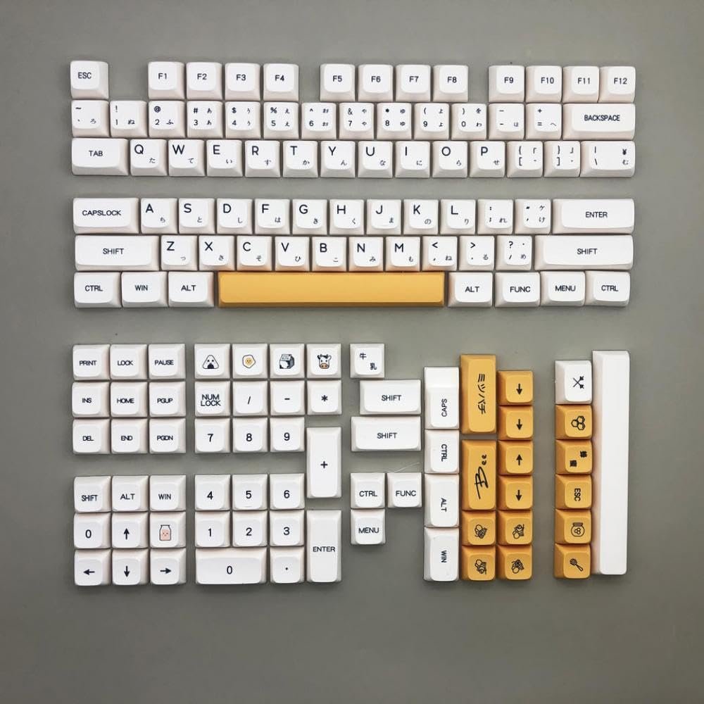 APOJHGF Personalized Honey Milk PBT XDA Keycap Set Mechanical Keyboards MX Switch English Russian Japanese Layout(JP)